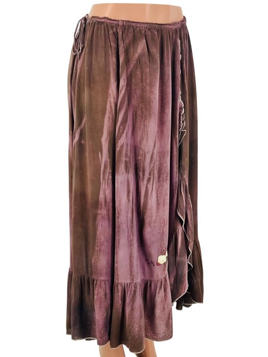 Vtg Free People Boho Embroidered Maxi Skirt| Boho Grunge Fairycore Dark Coquette - Picture 11 of 16